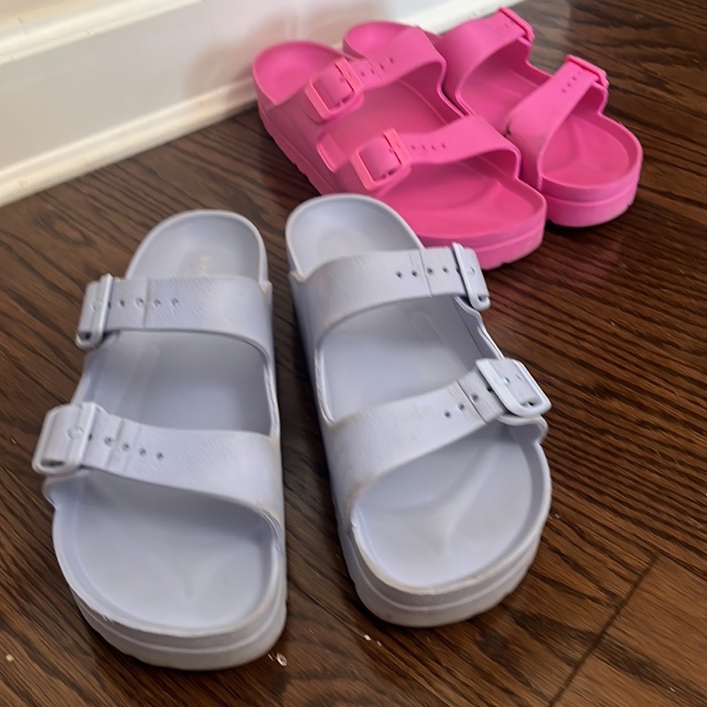 Bamboo brand foam platform light baby blue sandals fits sizes 9, 9.5, 10 EU 40